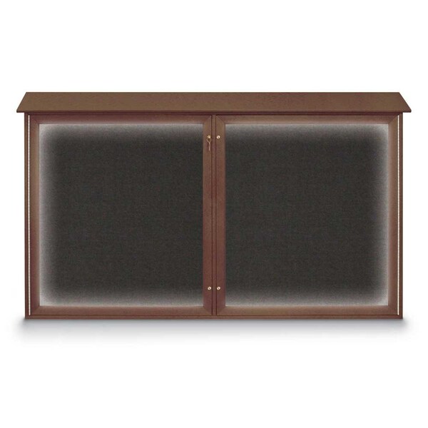 Sliding Door Wood Corkboard, 60"x36", Waln, UV9004OCS-WALNUT-RUBBER